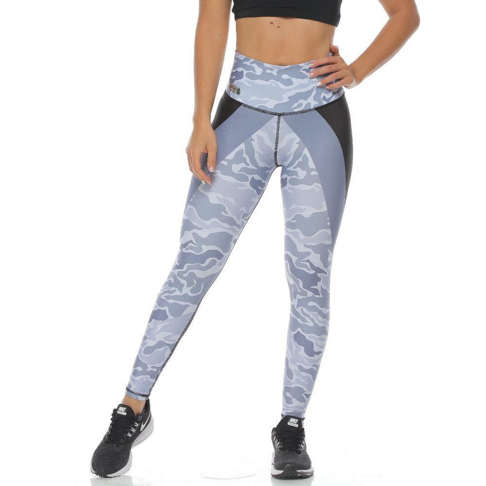 Gray, White and Black Camo Women Fashion Leggings